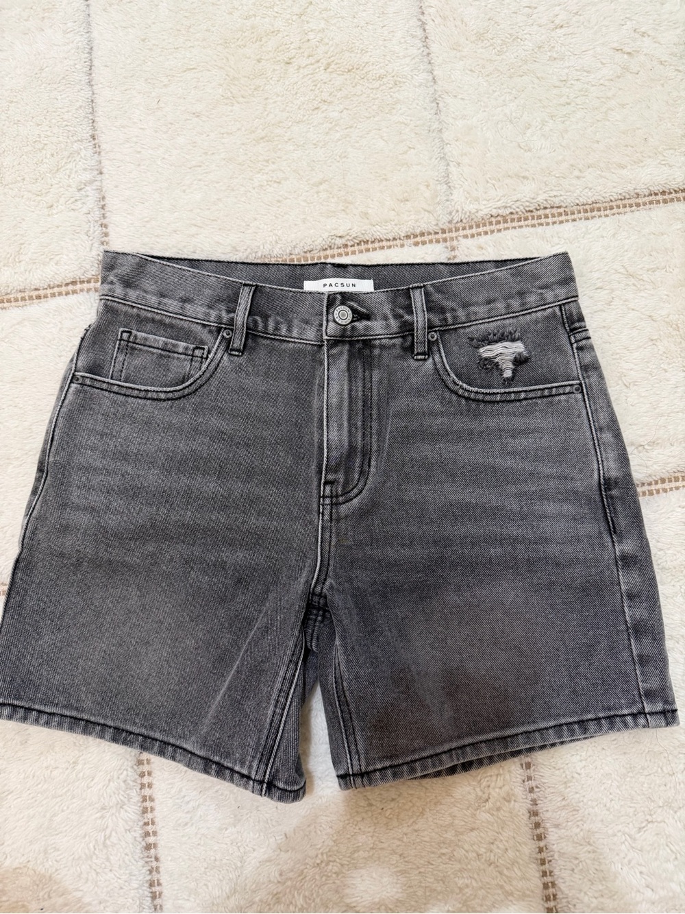 PacSun Grey Washed High-Rise Denim Shorts